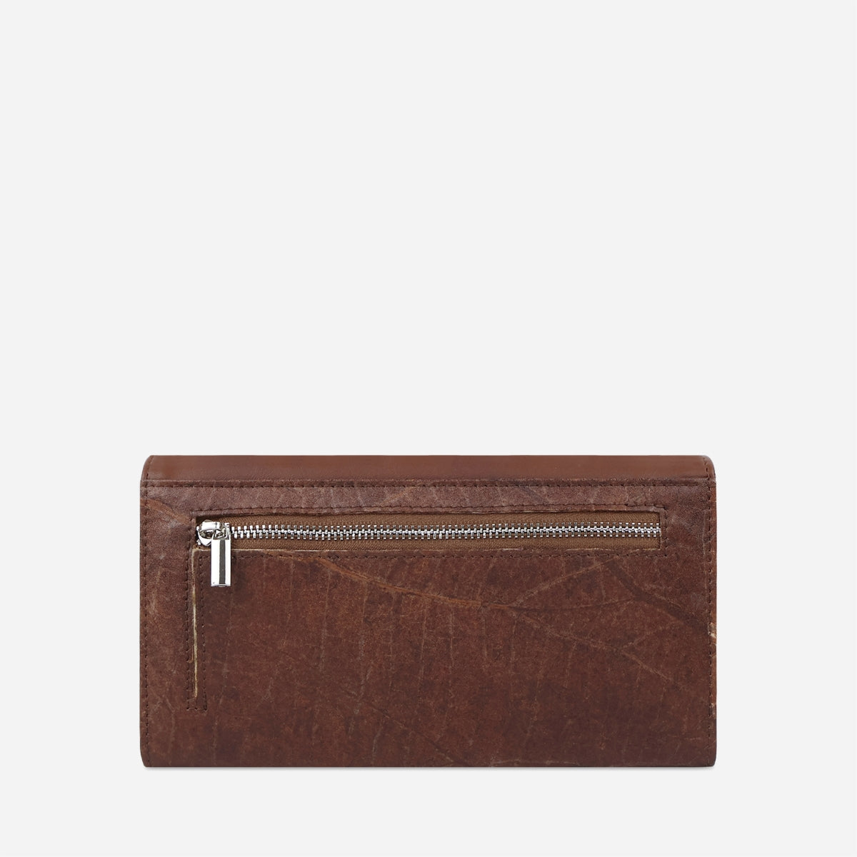 Vegan Leaf Leather Foldover Purse Thamon Brown