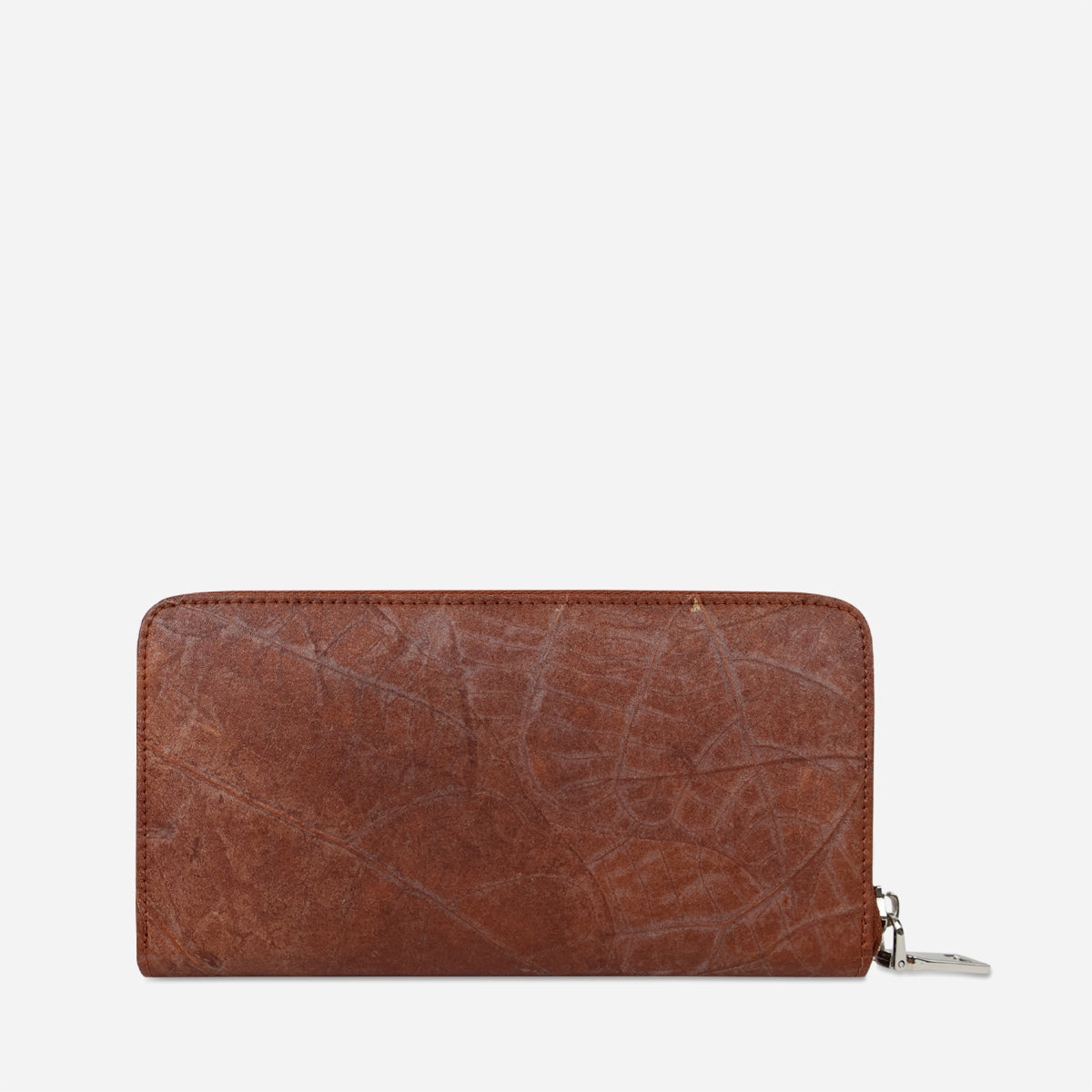 Vegan Leaf Leather Zip Wallet Thamon Brown