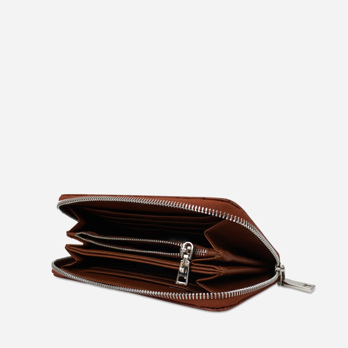 Vegan Leaf Leather Zip Wallet Thamon Brown