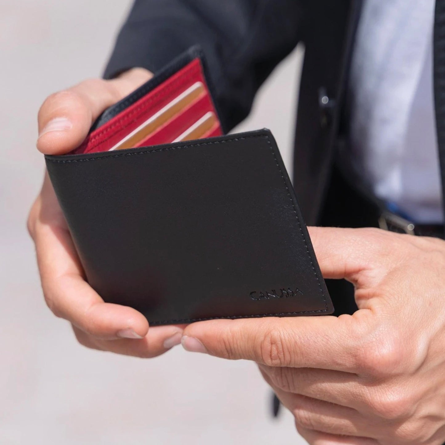 Vegan Leather Slim Wallet Canussa Black