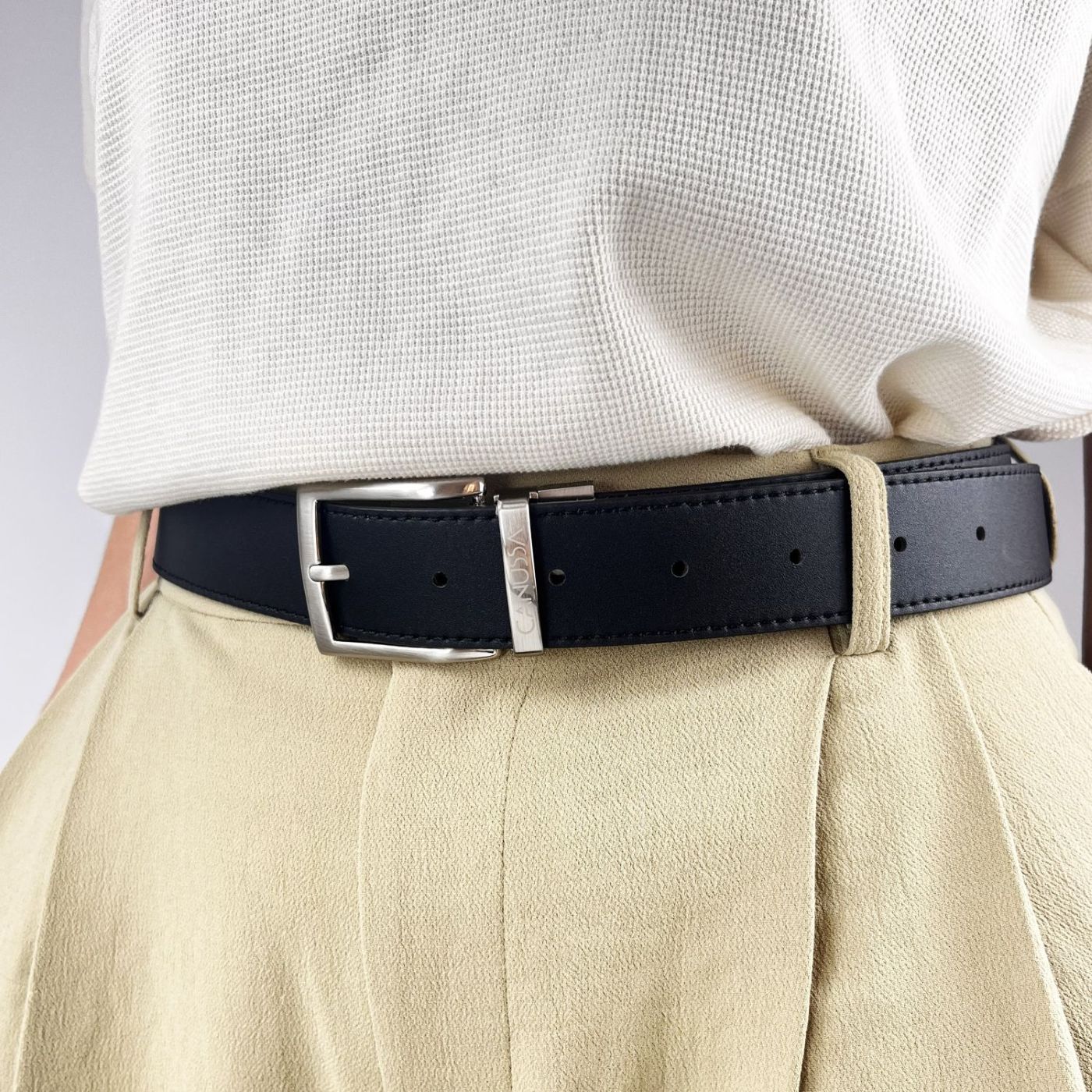 Vegan Leather Reversible Belt 35mm Canussa Black/ Red