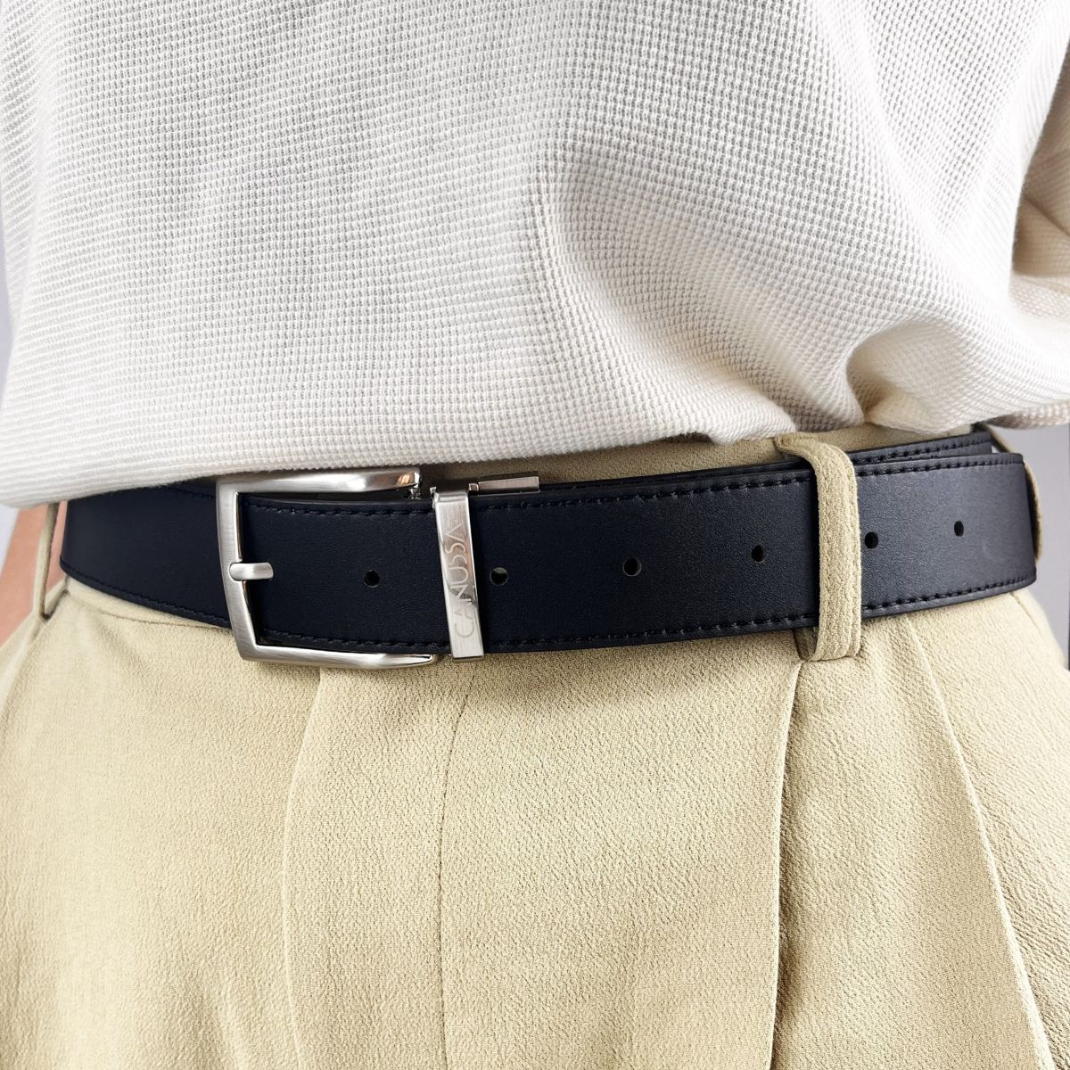 Vegan Leather Reversible Belt 35mm Canussa Black/ Camel