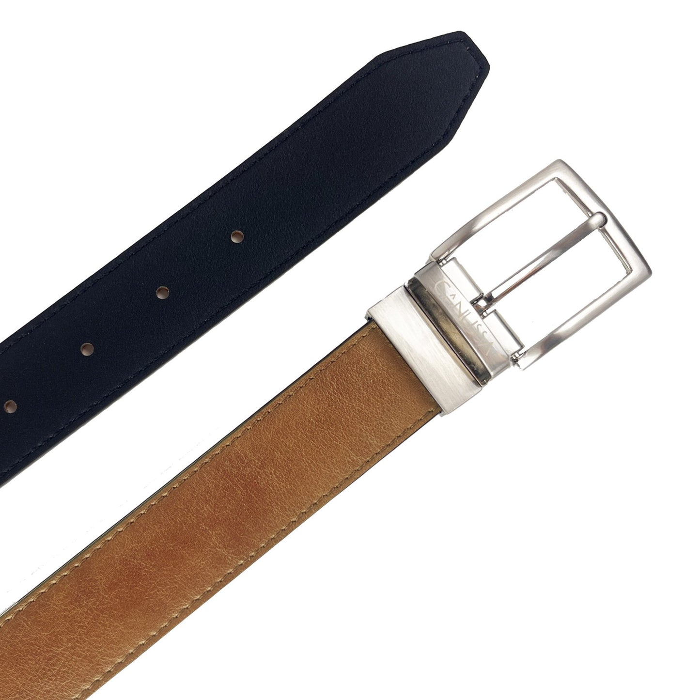 Vegan Leather Reversible Belt 35mm Canussa Black/ Camel