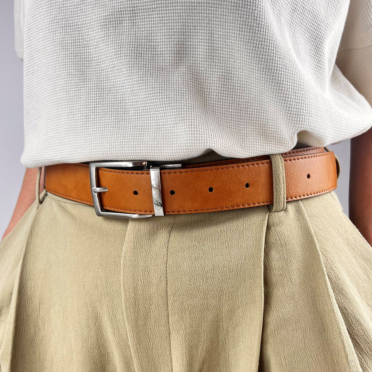 Vegan Leather Reversible Belt 35mm Canussa Black/ Camel