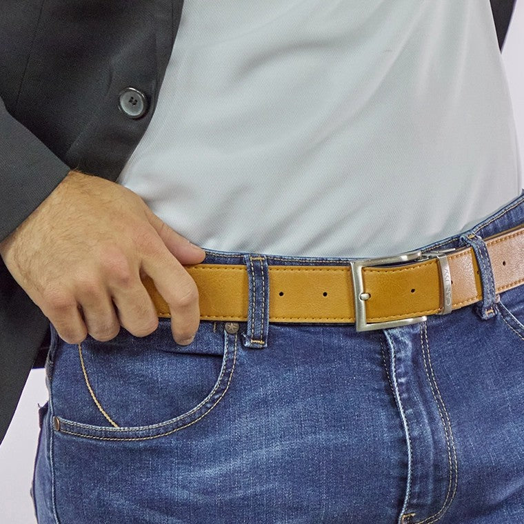 Vegan Leather Reversible Belt 35mm Canussa Black/ Camel