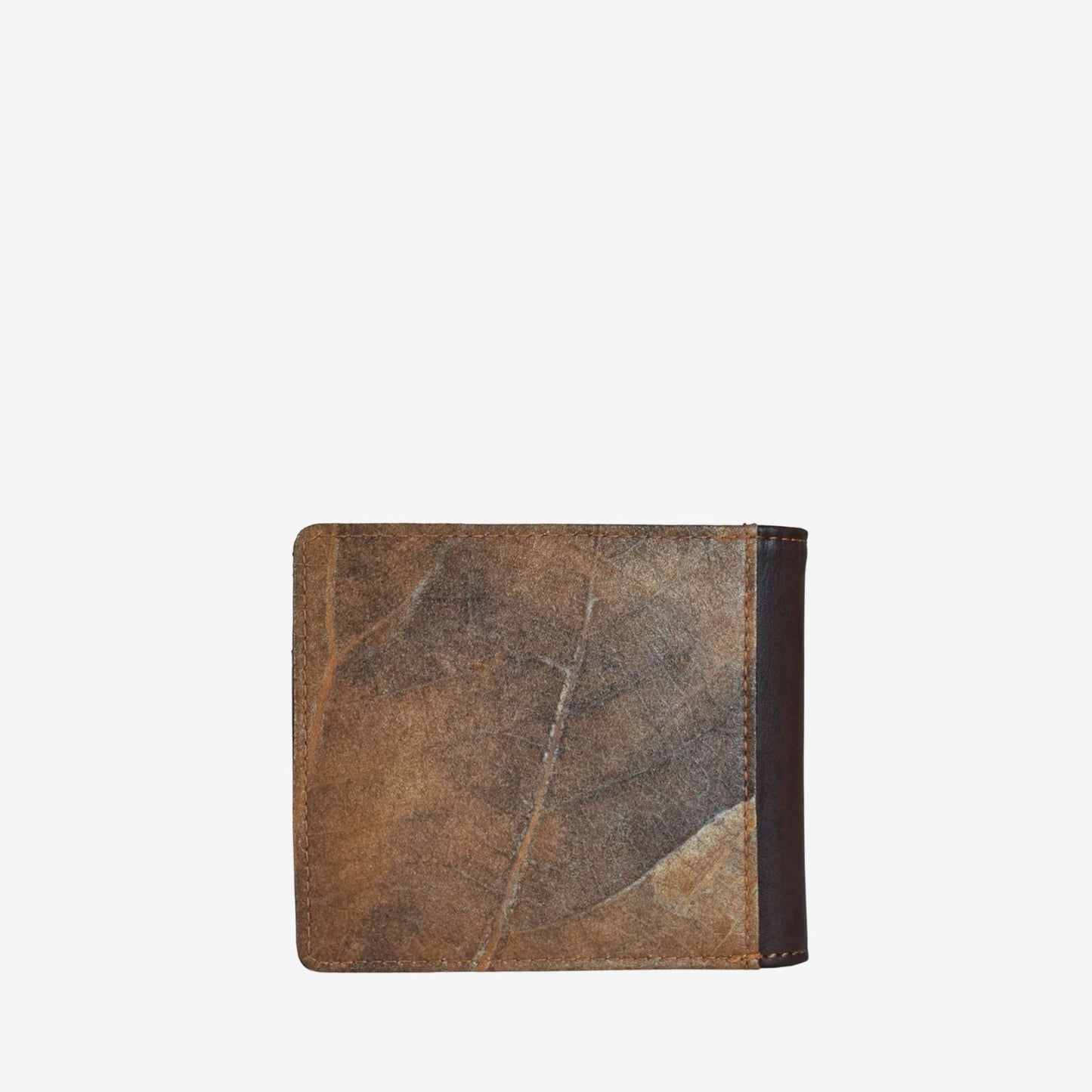 Vegan Leaf Leather Bifold Coin Wallet Thamon Brown
