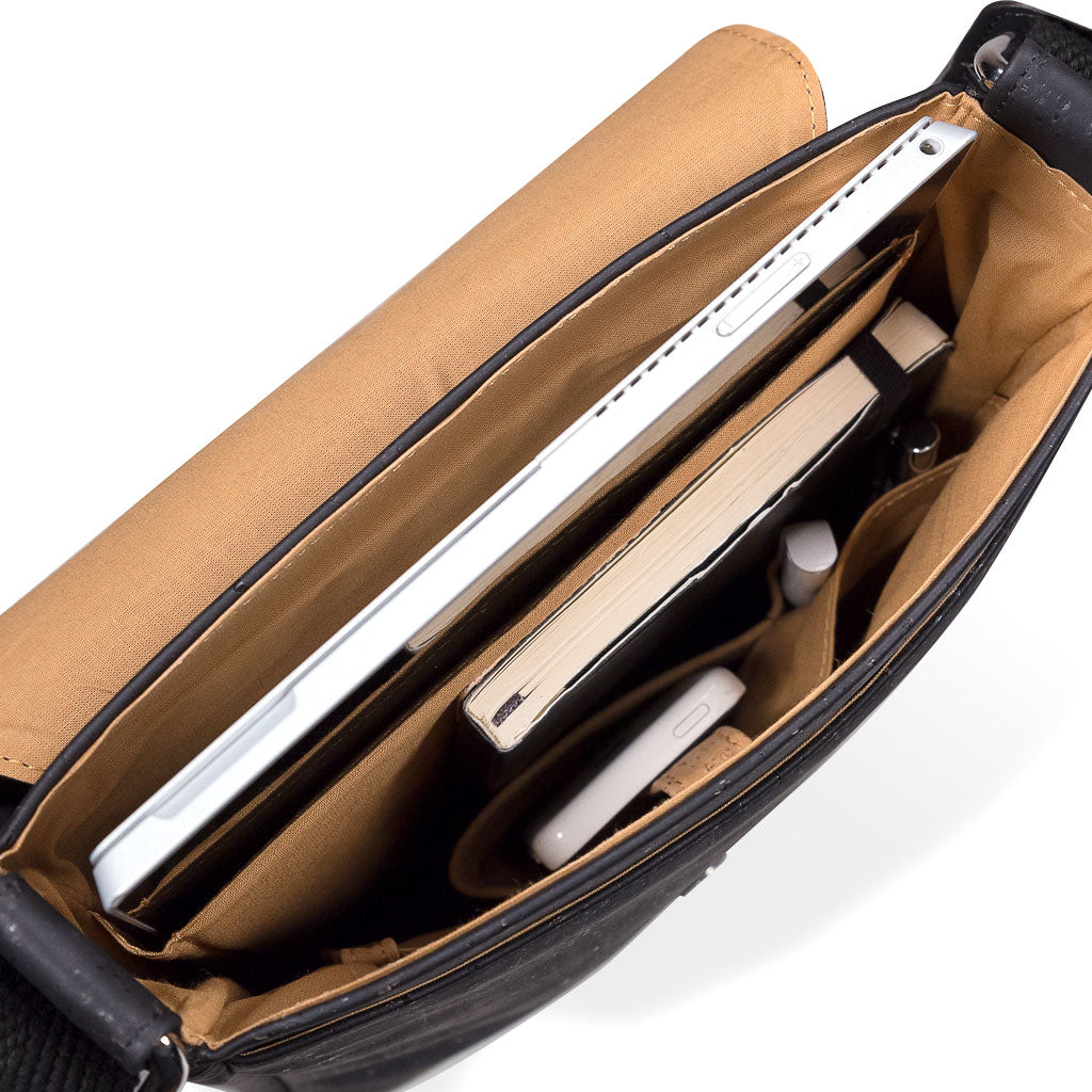 Cork Vegan Briefcase Bag Medium Corkor Black