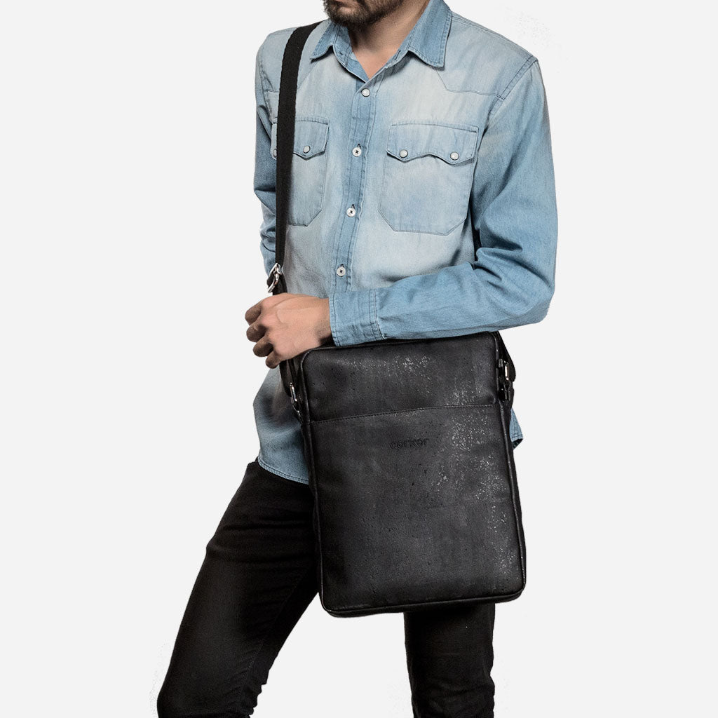 Cork Vegan Briefcase Bag Medium Corkor Black