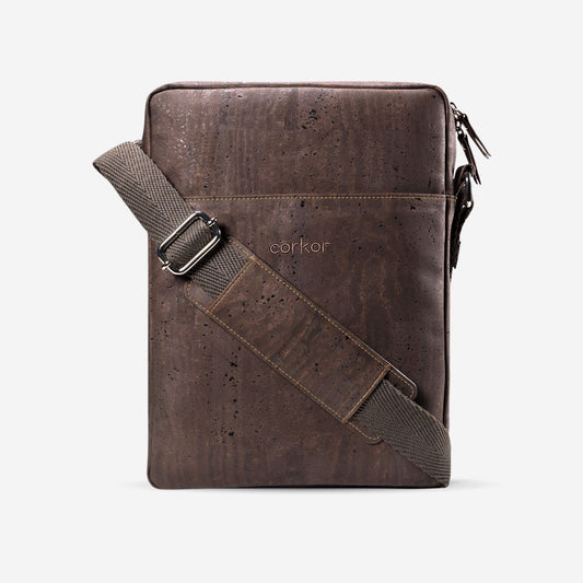 Cork Vegan Briefcase Bag Medium Corkor Dark Brown