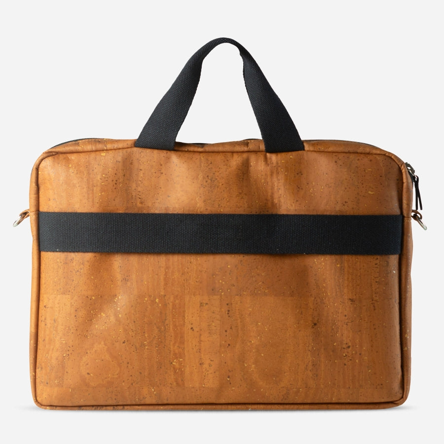 Vegan Laptop Briefcase Bag 16" Slim Corkor Camel