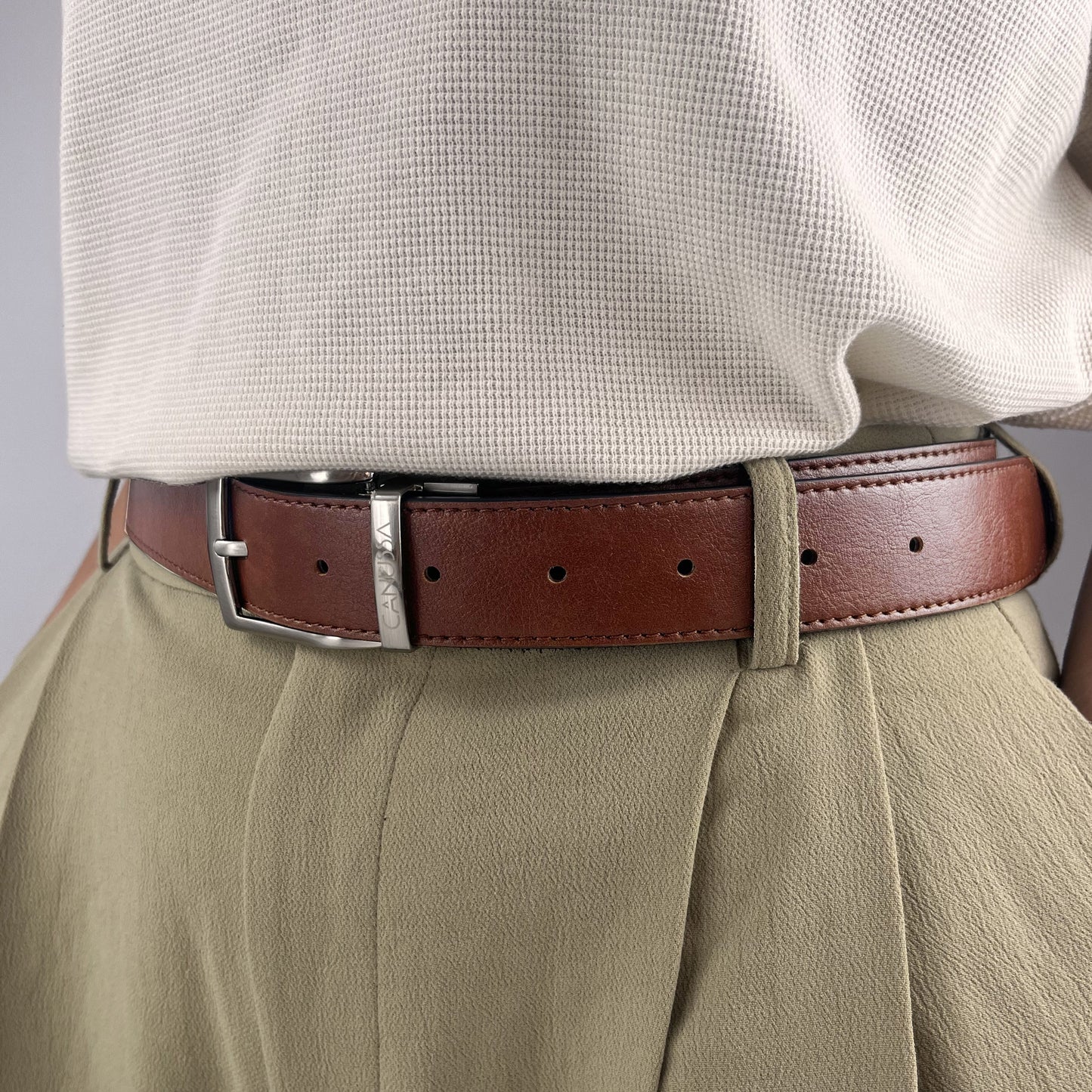 Vegan Leather Reversible Belt 35mm Canussa Black/ Hazelnut