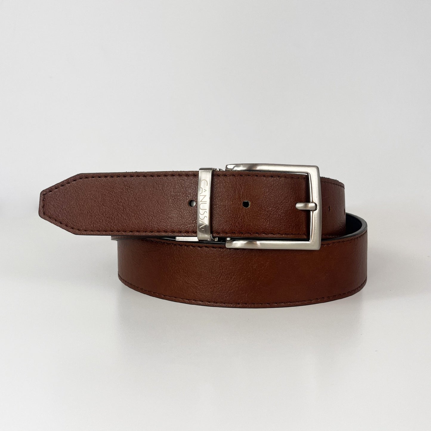 Vegan Leather Reversible Belt 35mm Canussa Black/ Hazelnut
