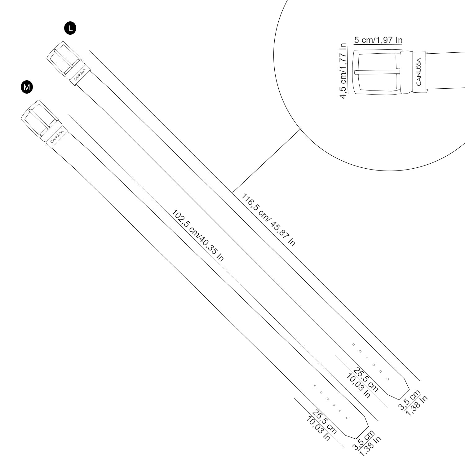 measurement chart for vegan canussa belts