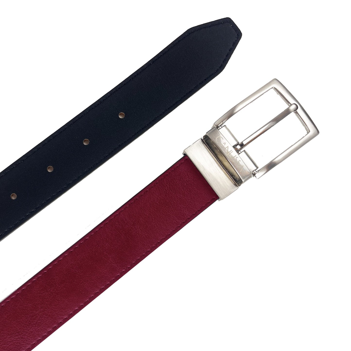 Vegan Leather Reversible Belt 35mm Canussa Black/ Red