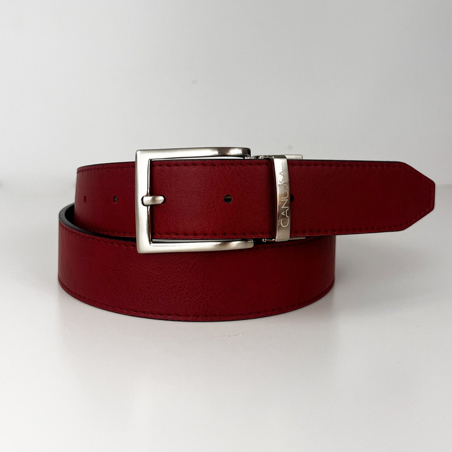 Vegan Leather Reversible Belt 35mm Canussa Black/ Red