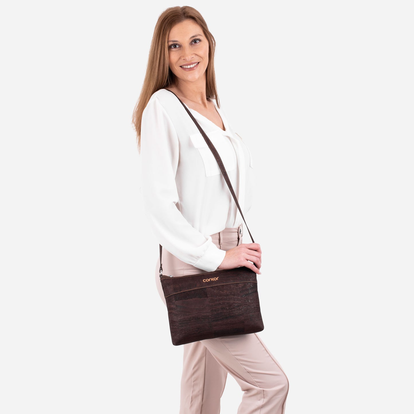 Cork Vegan Crossbody Bag Women's Corkor Dark Brown