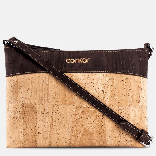 Cork Vegan Crossbody Bag Women's Corkor Light/ Dark Brown