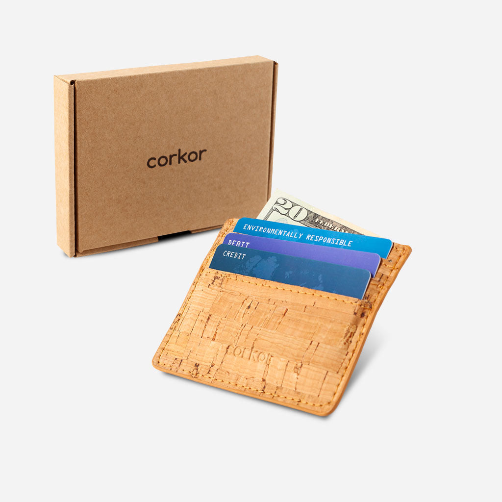 Cork Vegan Card Holder Wallet Corkor Rustic - I Am The Animal