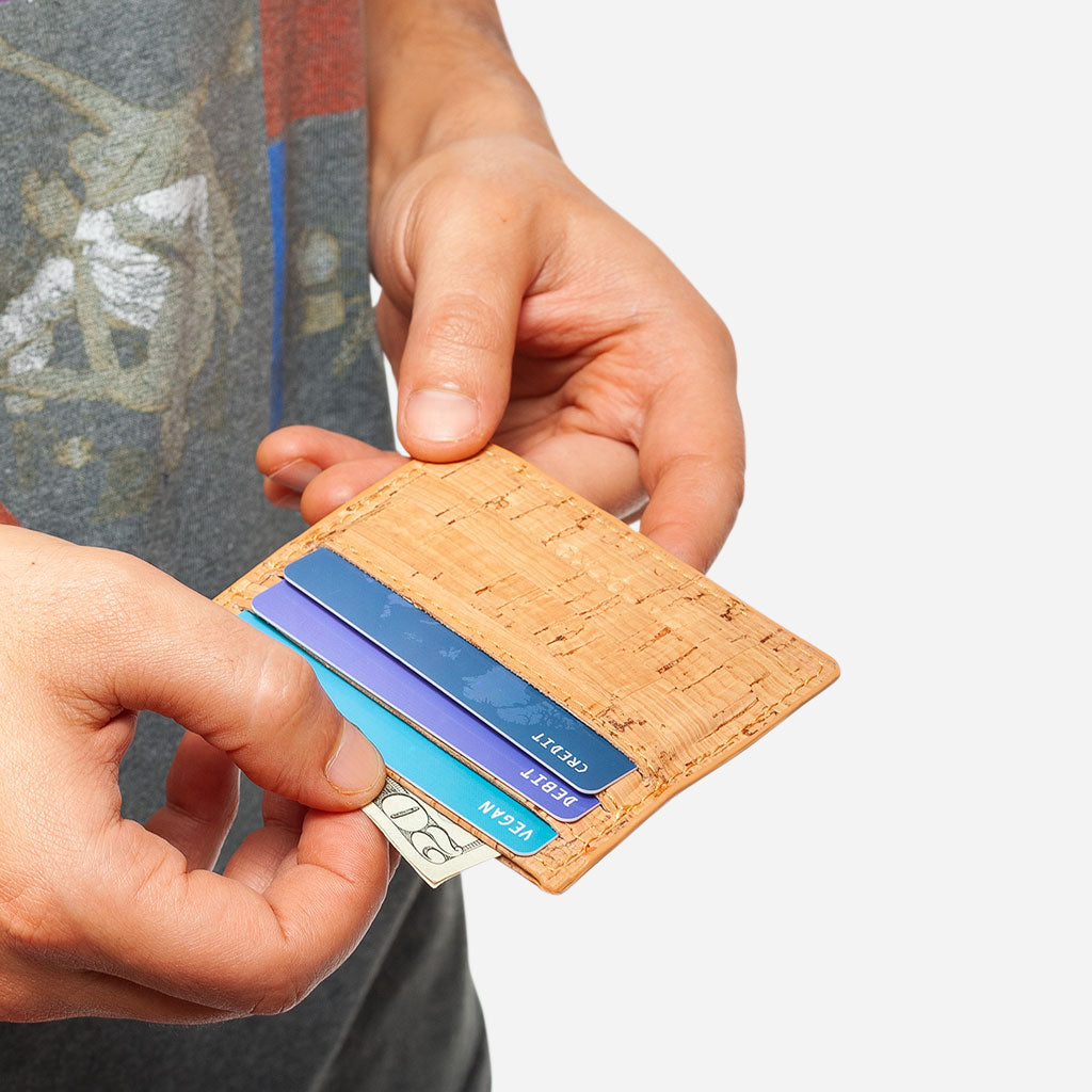 Cork Vegan Card Holder Wallet Corkor Rustic - I Am The Animal