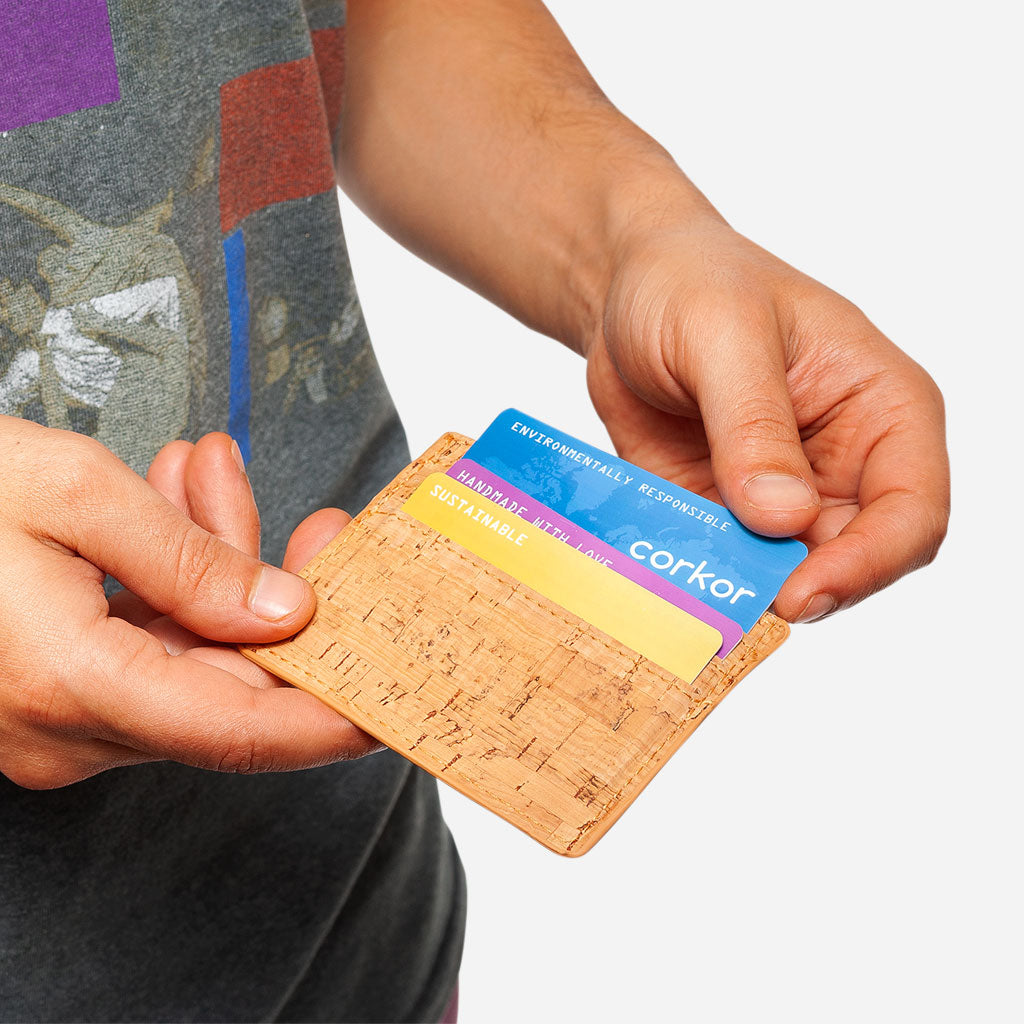 Cork Vegan Card Holder Wallet Corkor Rustic - I Am The Animal