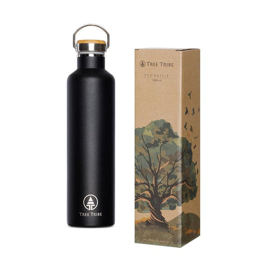 Stainless Steel Water Bottle Black 1L - I Am The Animal