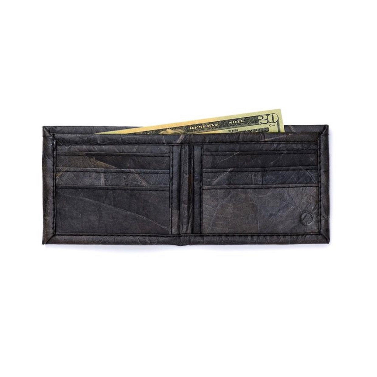 Vegan Leaf Leather Bifold Wallet Black - I Am The Animal