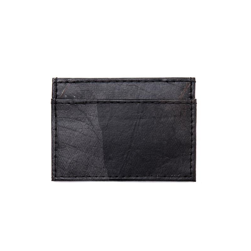 Vegan Leaf Leather Card Holder Black - I Am The Animal