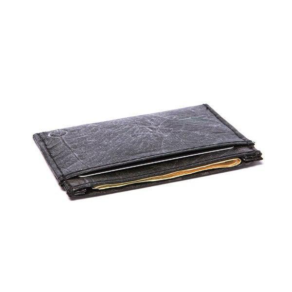 Vegan Leaf Leather Card Holder Black - I Am The Animal