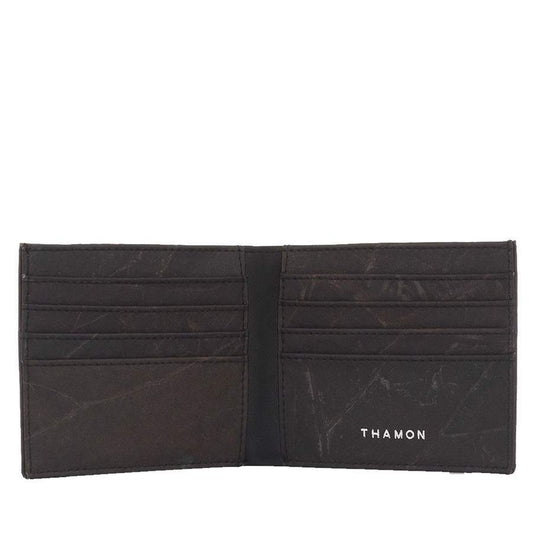 Vegan Leaf Leather Bifold Wallet Thamon Black - I Am The Animal