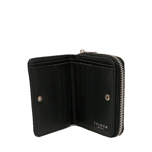 Vegan Leaf Leather Compact Zip Wallet Thamon Black - I Am The Animal