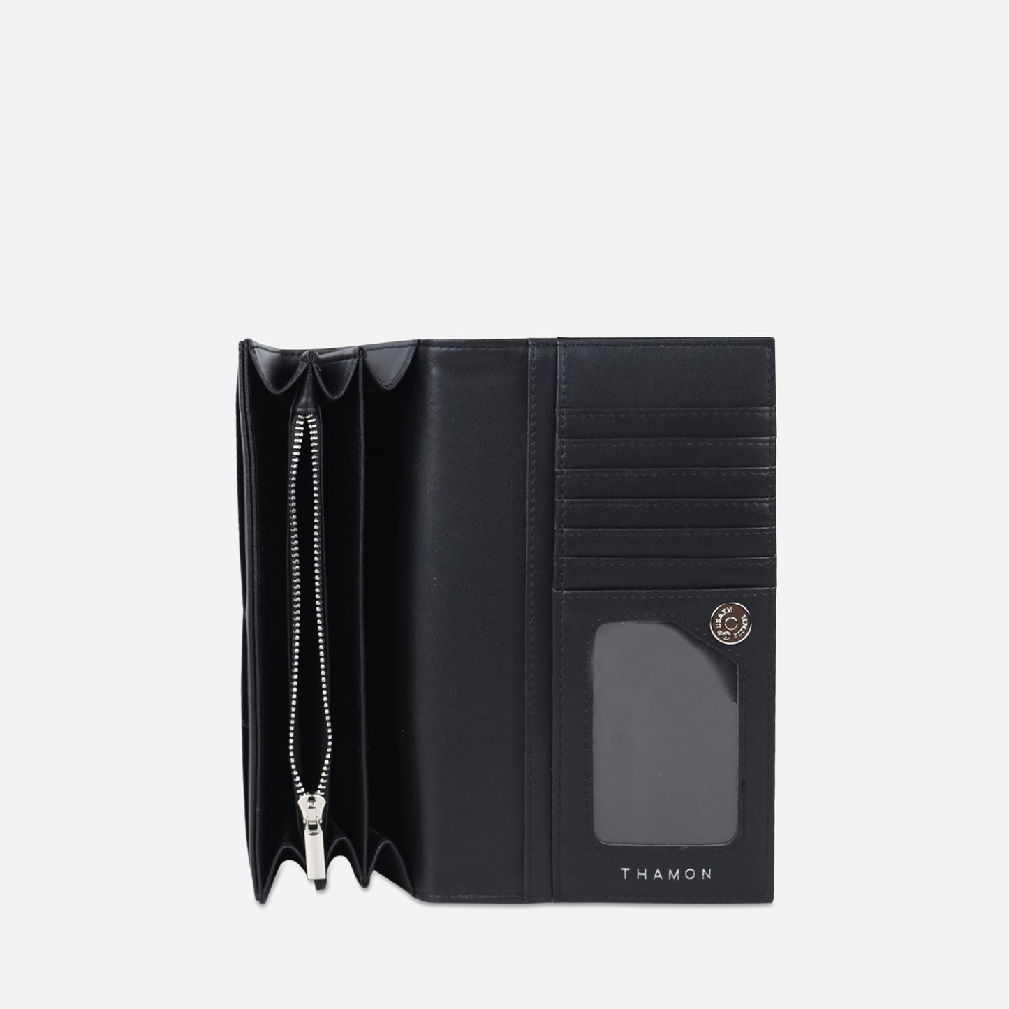 Vegan Leaf Leather Foldover Purse Thamon Black