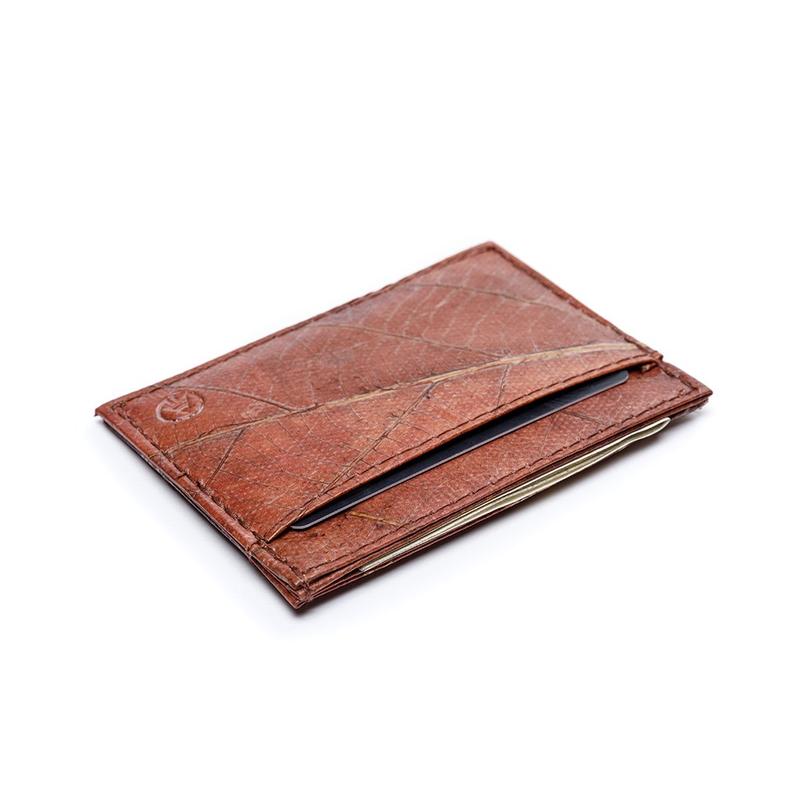 Vegan Leaf Leather Card Holder Brown - I Am The Animal