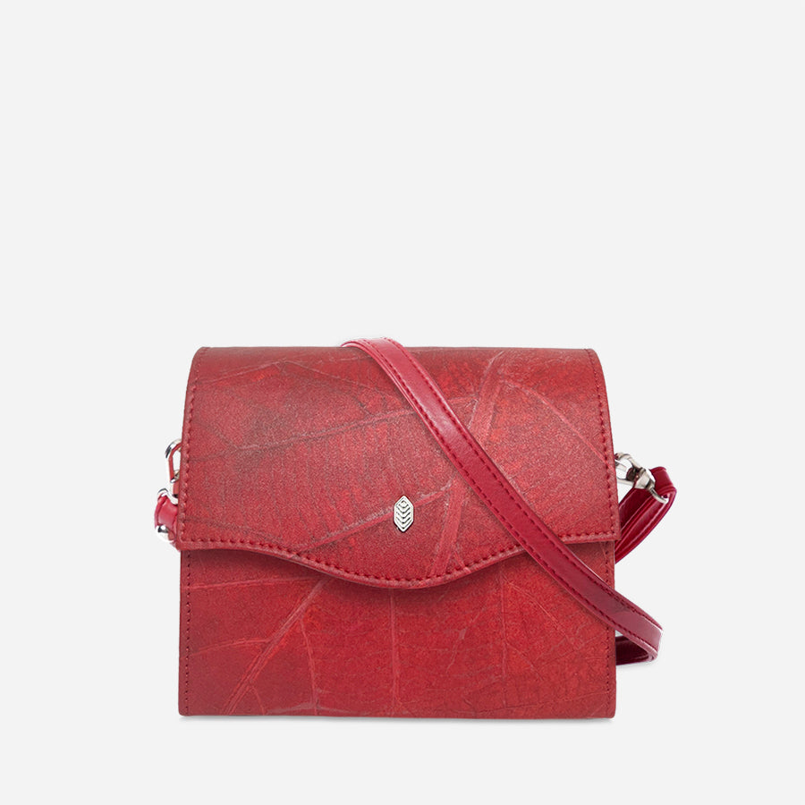 Vegan Leaf Leather Box Bag Thamon Red - I Am The Animal