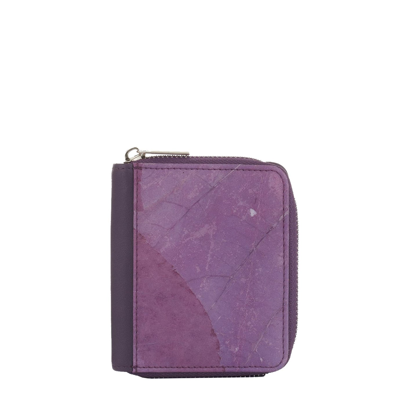 Vegan Leaf Leather Compact Zip Wallet Thamon Purple - I Am The Animal