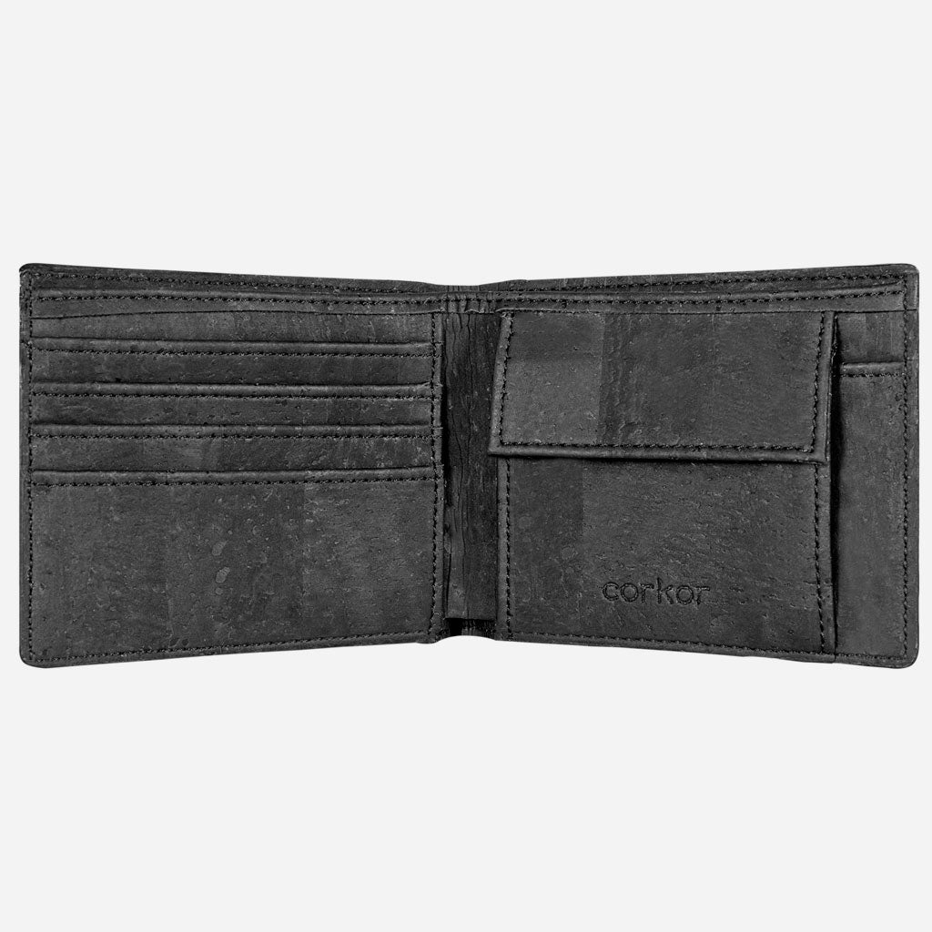 Cork Vegan Wallet Coin Pocket Corkor Black - I Am The Animal