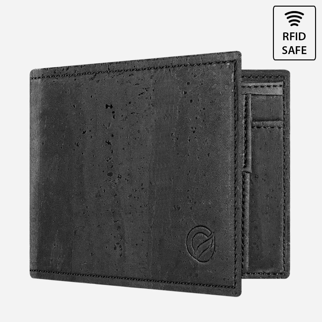 Cork Vegan Wallet Coin Pocket Corkor Black - I Am The Animal