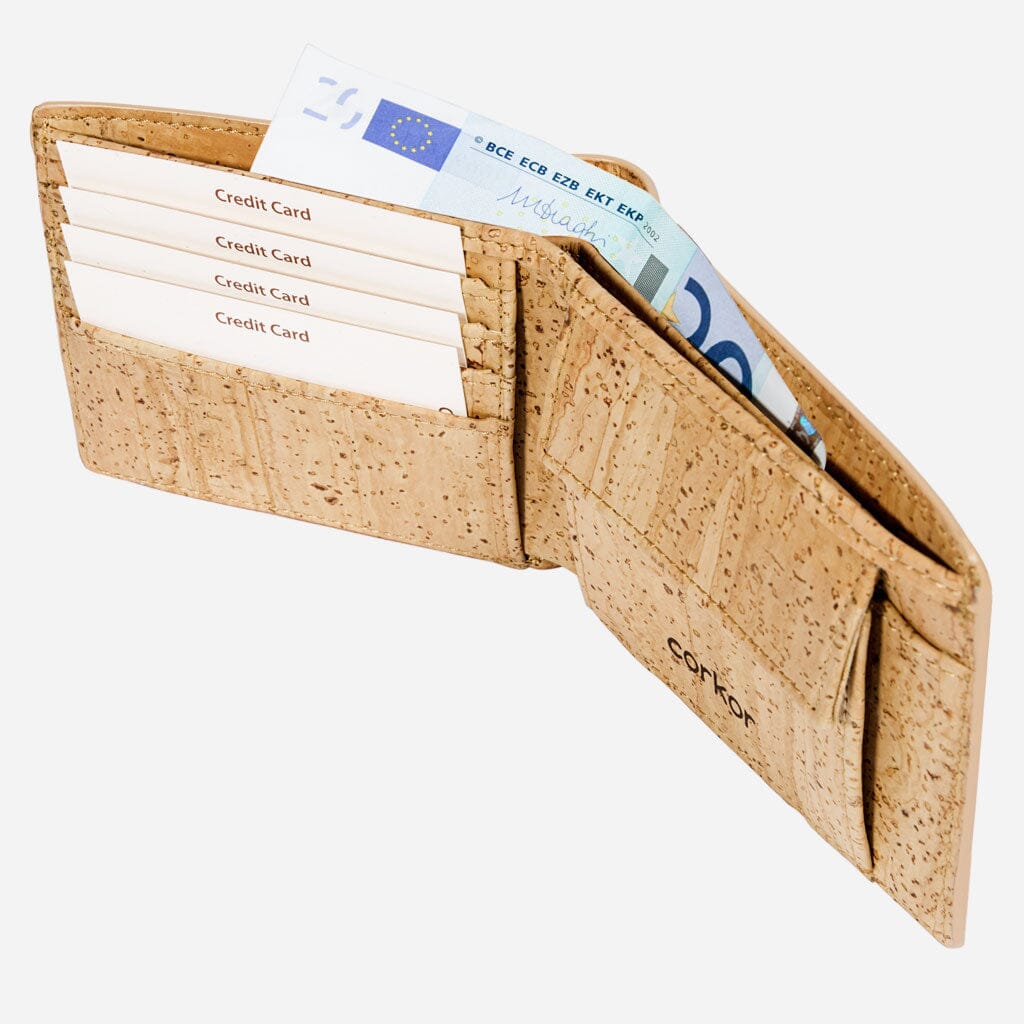 Cork Vegan Wallet Coin Pocket Corkor Light Brown - I Am The Animal