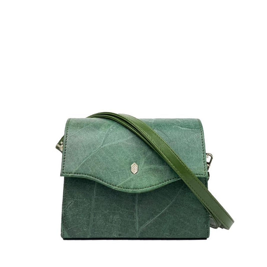 Vegan Leaf Leather Box Bag Thamon Green - I Am The Animal