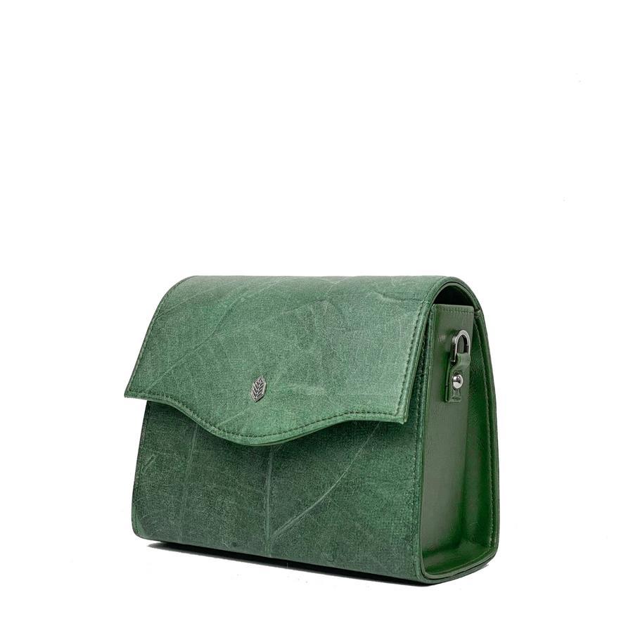 Vegan Leaf Leather Box Bag Thamon Green - I Am The Animal