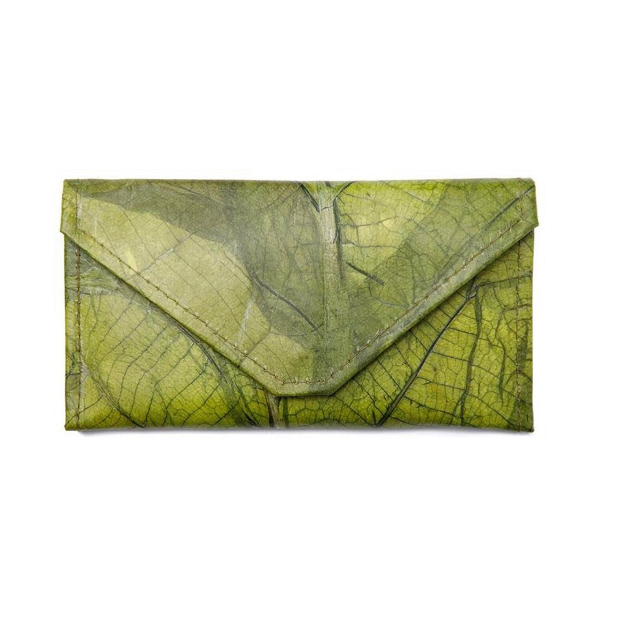 Vegan Leaf Leather Women's Envelope Wallet Green - I Am The Animal