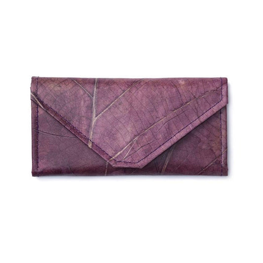 Vegan Leaf Leather Women's Envelope Wallet Purple - I Am The Animal