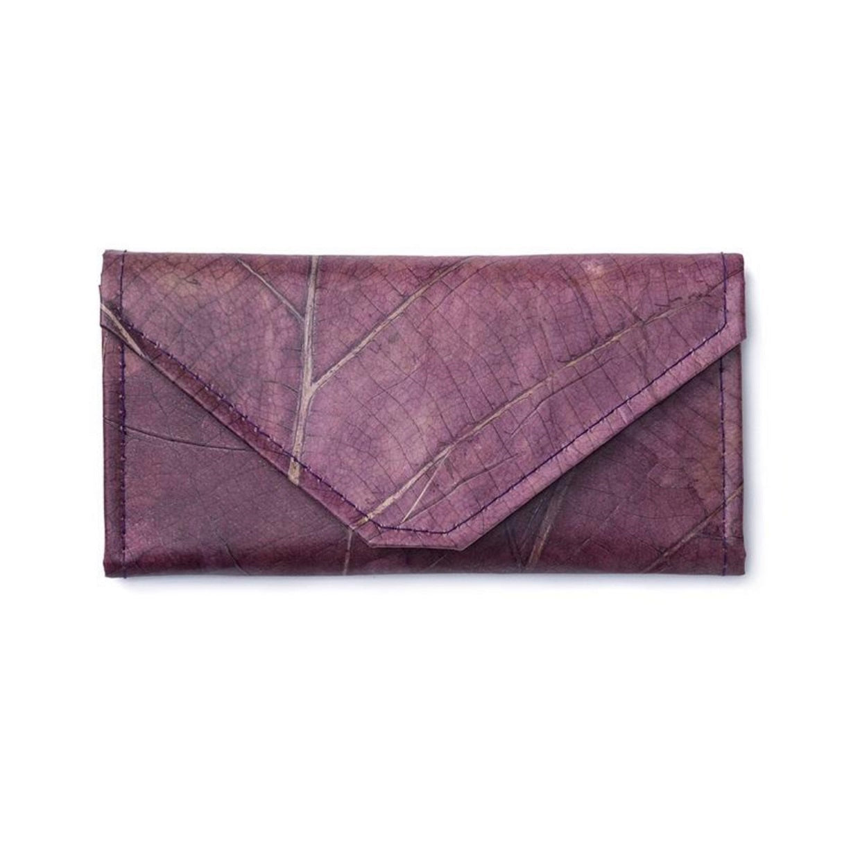 Vegan Leaf Leather Women's Envelope Wallet Purple - I Am The Animal
