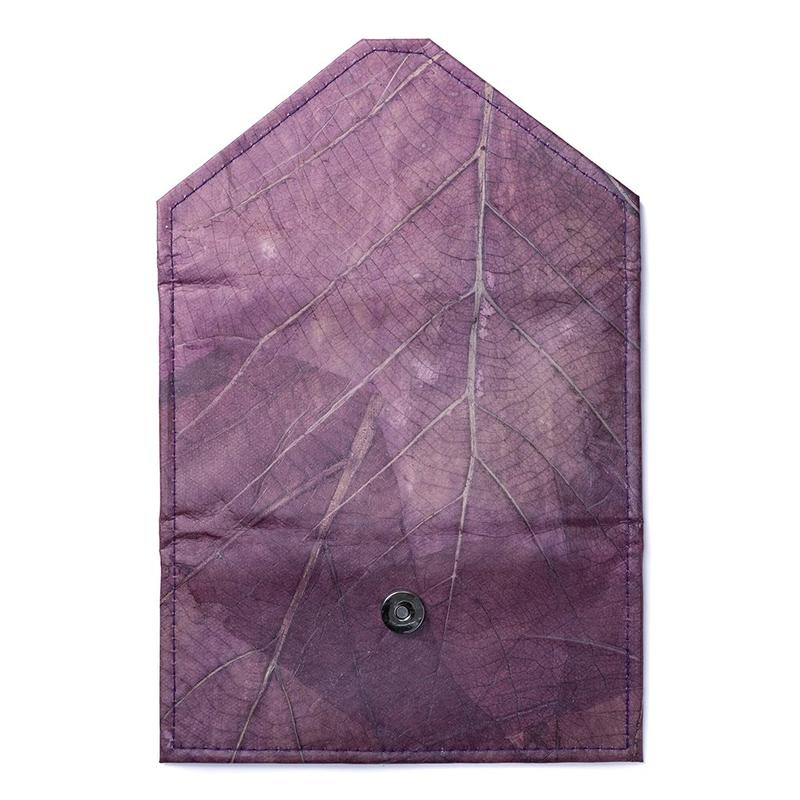Vegan Leaf Leather Women's Envelope Wallet Purple - I Am The Animal