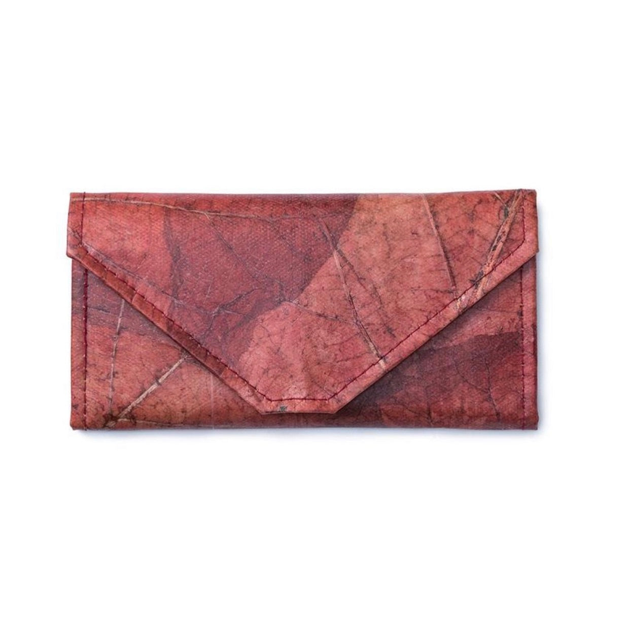 Vegan Leaf Leather Women's Envelope Wallet Red - I Am The Animal