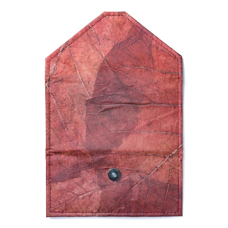 Vegan Leaf Leather Women's Envelope Wallet Red - I Am The Animal