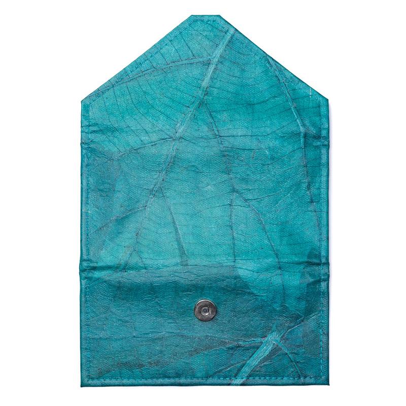 Vegan Leaf Leather Women's Envelope Wallet Turquoise - I Am The Animal