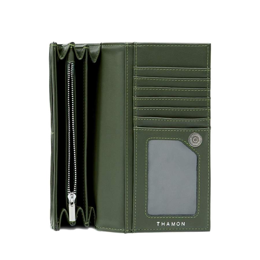 Vegan Leaf Leather Foldover Purse Thamon Green - I Am The Animal