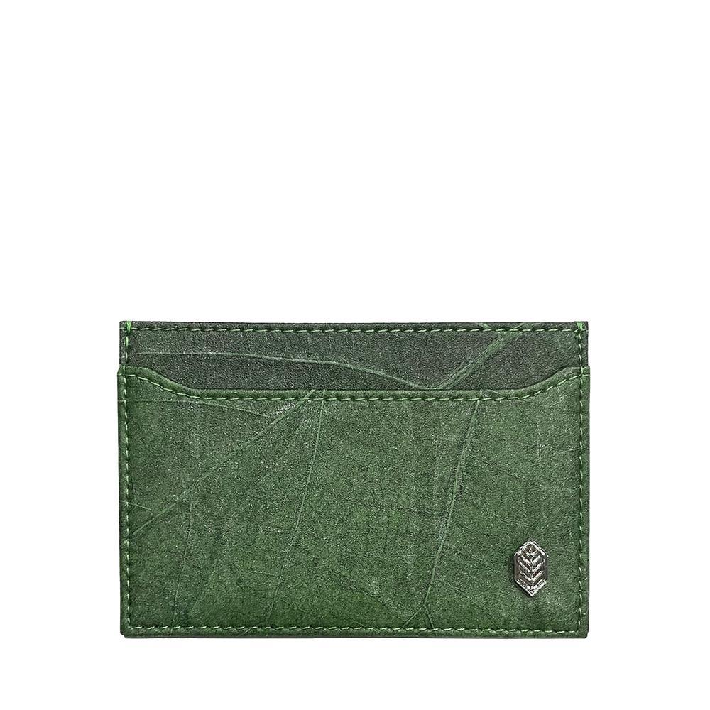 Vegan Leaf Leather Card Holder Thamon Green - I Am The Animal