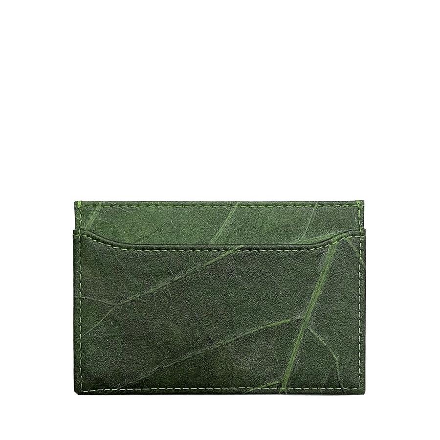 Vegan Leaf Leather Card Holder Thamon Green - I Am The Animal