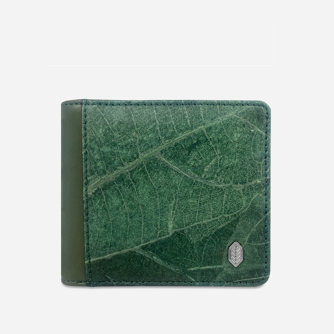 Vegan Leaf Leather Bifold Coin Wallet Thamon Green